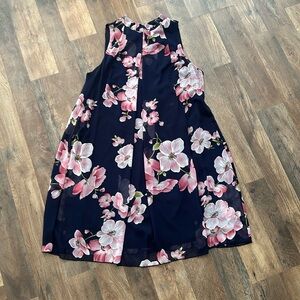 Signature by Robbie Bee Floral Swing Dress- 14W- Navy